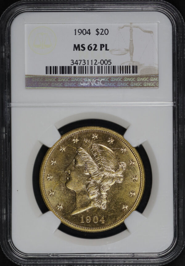 Obverse of this 1904 Liberty Head $20 Type 3 NGC MS-62 PL