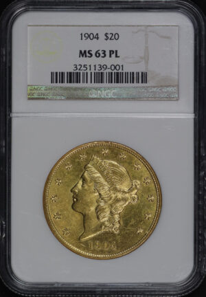 Obverse of this 1904 Liberty Head $20 Type 3 NGC MS-63 PL