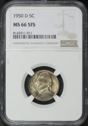 Obverse of this 1950-D Jefferson Nickel NGC MS-66 5FS