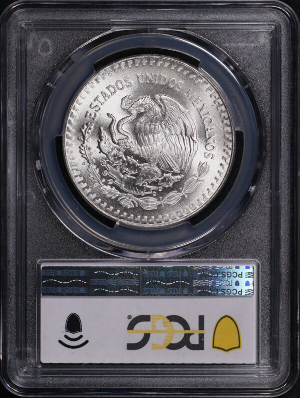 Reverse of this 1983-Mo Mexico Silver Libertad Onza PCGS MS-68