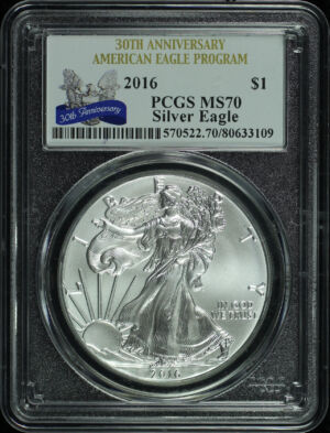 Obverse of this 2016 Silver Eagle 30th Anniversary PCGS MS-70