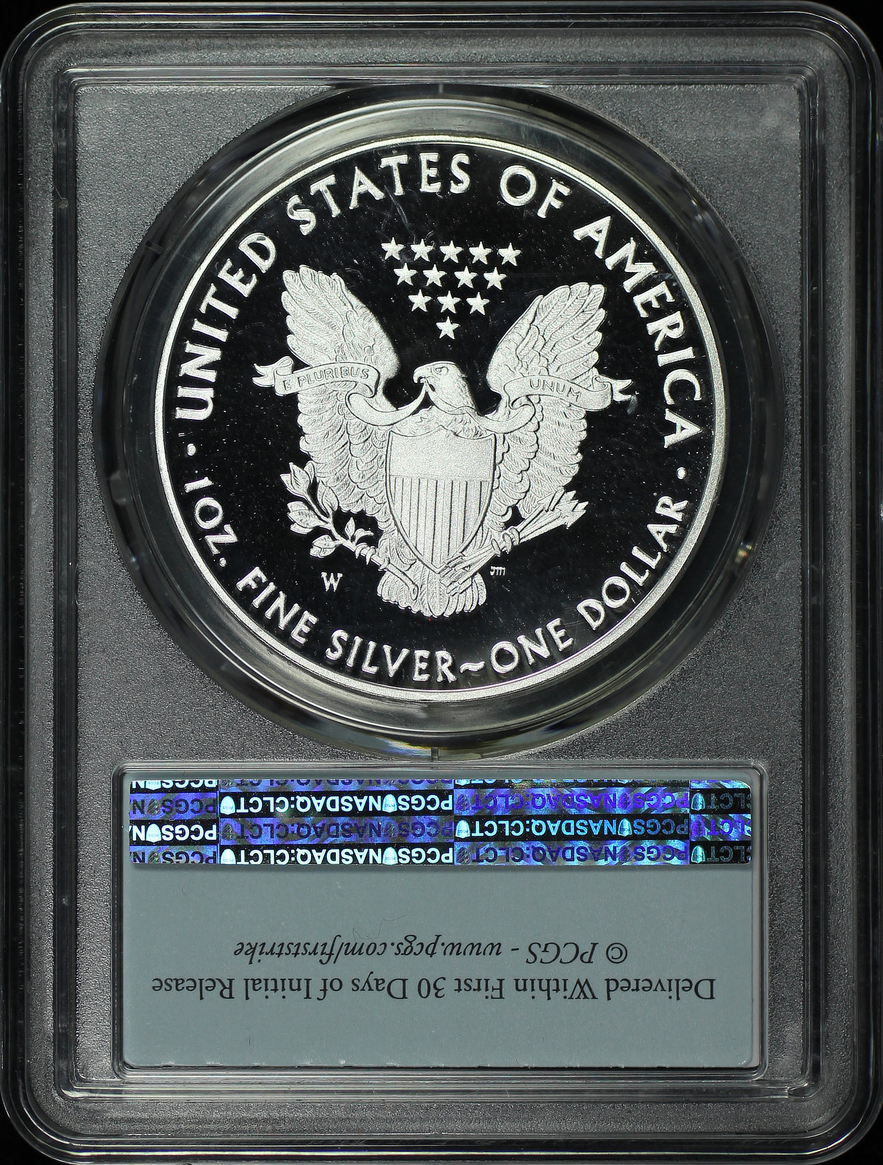 Reverse of this 2016-W Silver Eagle 30th Anniversary Lettered Edge PCGS PR-70 DCAM First Strike