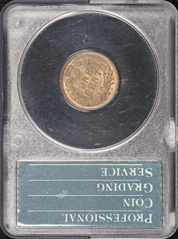 Reverse of this 1909-S Indian Cent PCGS MS-63 RB Old Green Rattle Holder