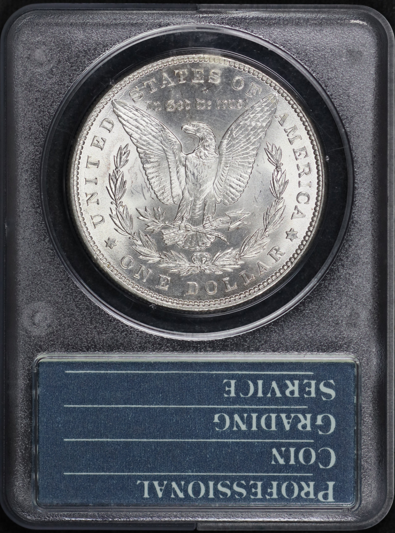 Reverse of this 1886 Morgan Dollar PCGS MS-64 Old Green Rattler Holder