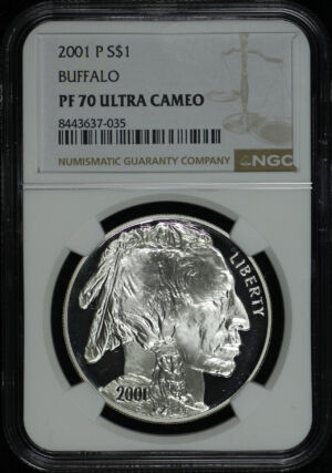 Obverse of this 2001-P Buffalo Commemorative $1 Silver NGC PF-70 Ultra Cameo