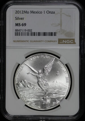 Obverse of this 2012-Mo Mexico Silver Libertad Onza NGC MS-69