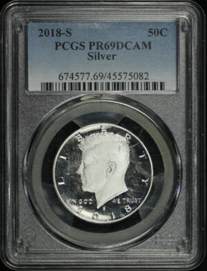 Obverse of this 2018-S Kennedy Half Dollar Silver PCGS PR-69 DCAM
