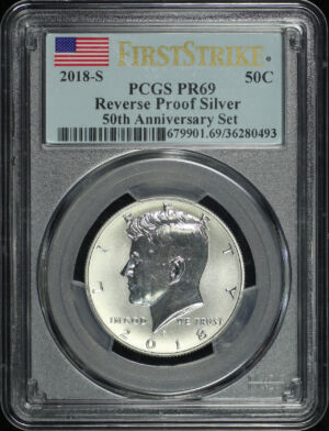 Obverse of this 2018-S Silver Kennedy Half Dollar Reverse Proof PCGS PR-69 First Strike