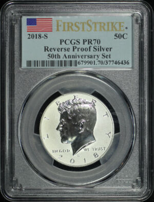 Obverse of this 2018-S Silver Kennedy Half Dollar Reverse Proof PCGS PR-70 First Strike