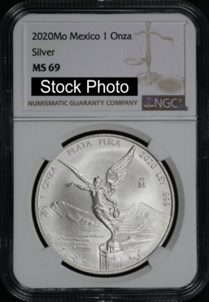 Obverse of this 2020 Mo Mexico Silver Libertad Onza NGC MS-69