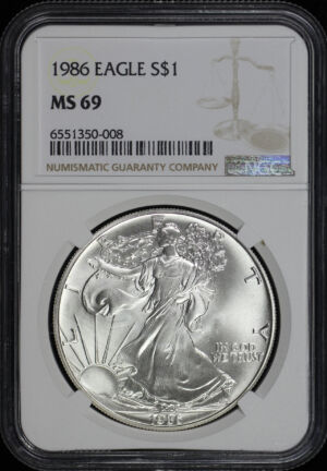 Obverse of this 1986 Silver Eagle NGC MS-69