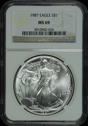 Obverse of this 1987 Silver Eagle NGC MS-69