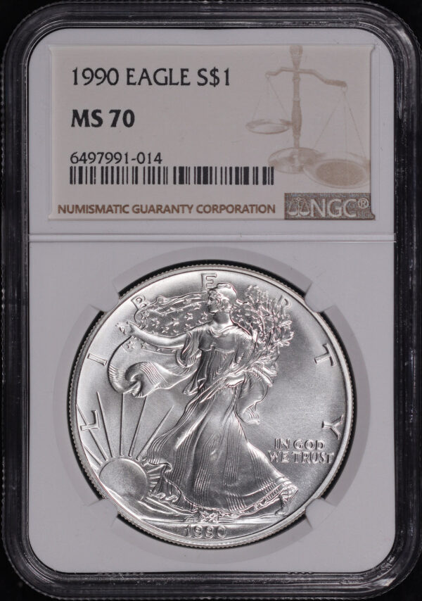 Obverse of this 1990 American Silver Eagle NGC MS-70