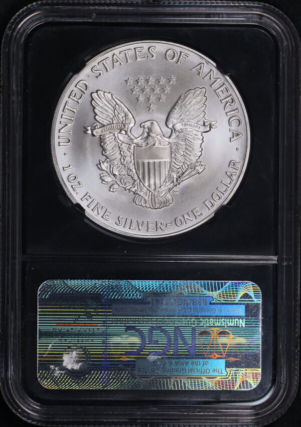 Reverse of this 1991 Silver Eagle NGC MS-70 Black Retro Holder