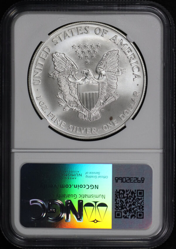Reverse of this 1995 Silver Eagle NGC MS-69 Mint Error Reverse Struck Thru