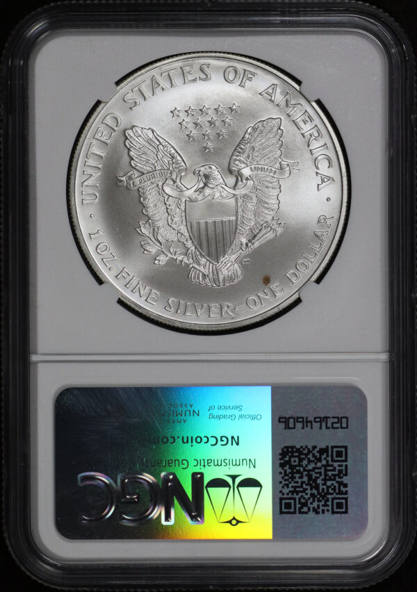 Reverse of this 1995 Silver Eagle NGC MS-69 Mint Error Reverse Struck Thru