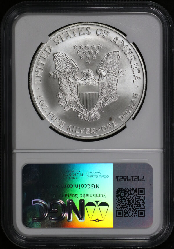 Reverse of this 1995 Silver Eagle NGC MS-69 Mint Error Reverse Struck Thru