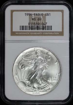 Obverse of this 1994 Silver Eagle NGC MS-69