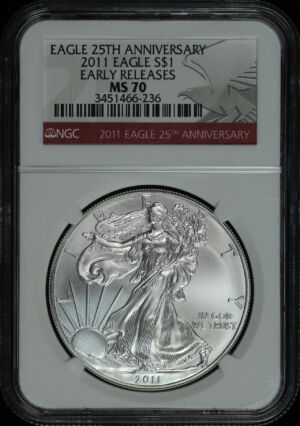 Obverse of this 2011 Silver Eagle NGC MS-70 25th Anniversary Early Release 