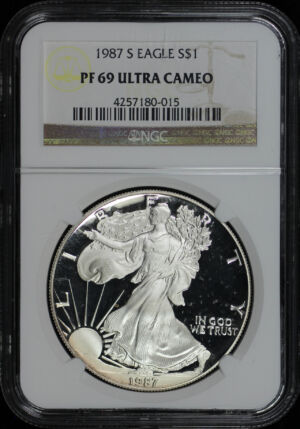 Obverse of this 1987 S Silver Eagle NGC PF-69 UC