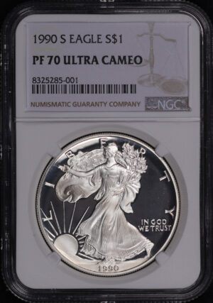 Obverse of this 1990-S American Silver Eagle NGC PF-70 Ultra Cameo