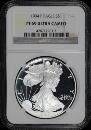 Obverse of this 1994 P Silver Eagle NGC PF-69 UC
