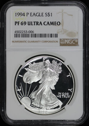 Obverse of this 1994 Silver Eagle NGC PF-69 UC