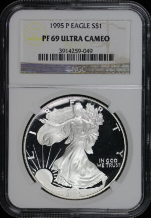 Obverse of this 1995 P Silver Eagle NGC PF-69 UC