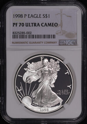 Obverse of this 1998-P American Silver Eagle NGC PF-70 Ultra Cameo