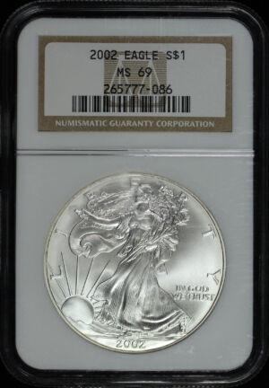 Obverse of this 2002 Silver Eagle NGC MS-69