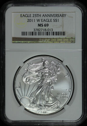 Obverse of this 2011-W Silver Eagle NGC MS-69 25th Anniversary