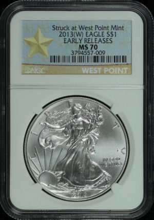 Obverse of this 2013-(W) Silver Eagle NGC MS-70 Struck At West Point Mint Early Release