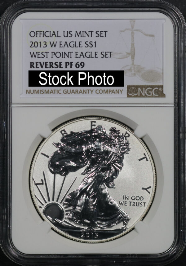 Obverse of this 2013 W Silver Eagle West Point Eagle Set Official US Mint NGC RP-69