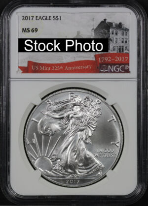 Obverse of this 2017 Silver Eagle NGC MS-69 U.S Mint 225th Anniversary Label