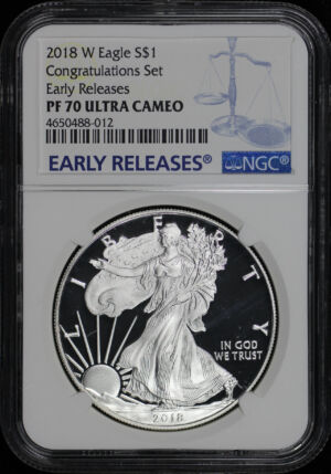 Obverse of this 2018-W Silver Eagle NGC PF-70 UC Congratulation Set Early Release