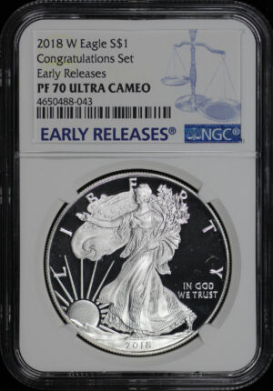 Obverse of this 2018-W Silver Eagle NGC PF-70 UC Congratulation Set Early Release
