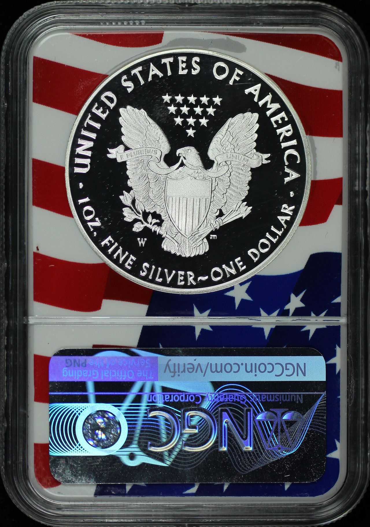 Reverse of this 2019-W Silver Eagle Congratulations Set NGC PF-70 Ultra Cameo First Day of Issue