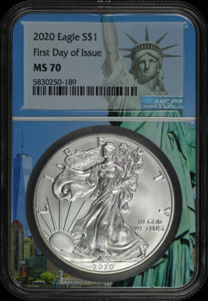 Obverse of this 2020 Silver Eagle NGC MS-70 First Day Issue