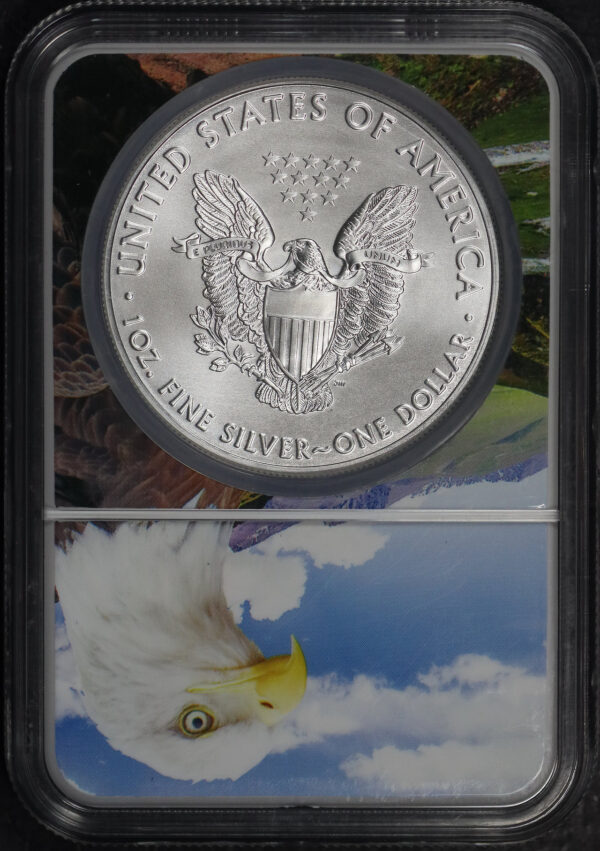 Reverse of this 2021 Silver Eagle Heraldic Eagle T 1 Early Releases NGC MS-70