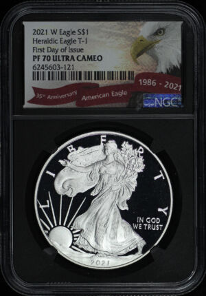Obverse of this 2021-W Silver Eagle NGC PF-70 UC Black Core
