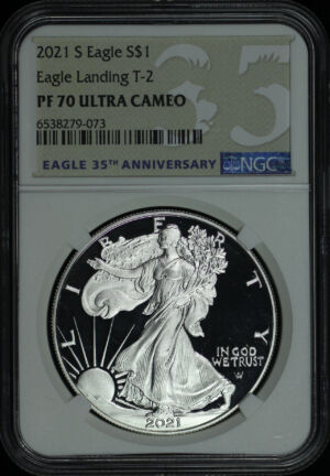Obverse of this 2021-S Silver Eagle Type 2 NGC PF-70 UC