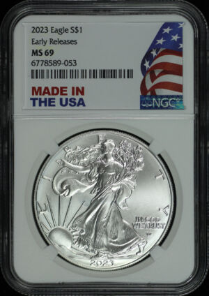 Obverse of this 2023 Silver Eagle Early Releases NGC MS-69