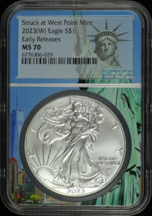 Obverse of this 2023-(W) Silver Eagle Struck at West Point Mint NGC MS-70 Early Release