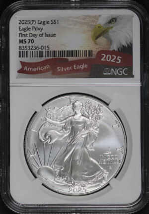 Obverse of this 2025 (p) Silver Eagle NGC MS-70