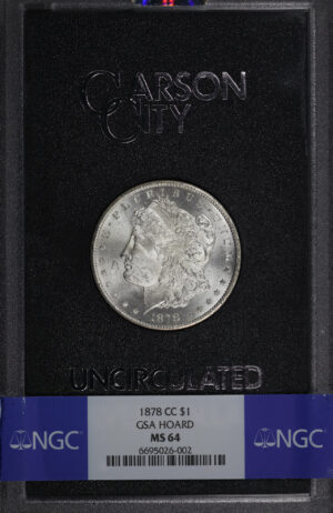 Obverse of this 1878-CC Morgan Dollar NGC MS-64 GSA Hard Pack With Box