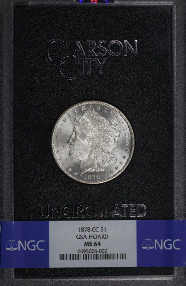Obverse of this 1878-CC Morgan Dollar NGC MS-64 GSA Hard Pack With Box