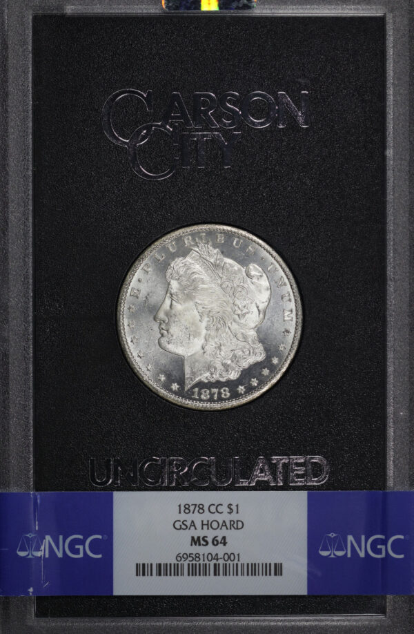 Obverse of this 1878-CC Morgan Dollar NGC MS-64 GSA Hard Pack With Box