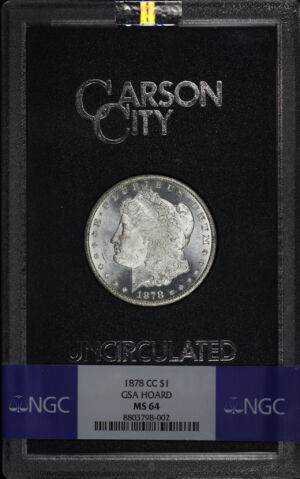Obverse of this 1878-CC Morgan Dollar NGC MS-64 GSA Hard Pack With Box