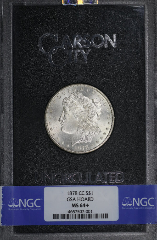 Obverse of this 1878-CC Morgan Dollar NGC MS-64+ GSA Hard Pack With Box