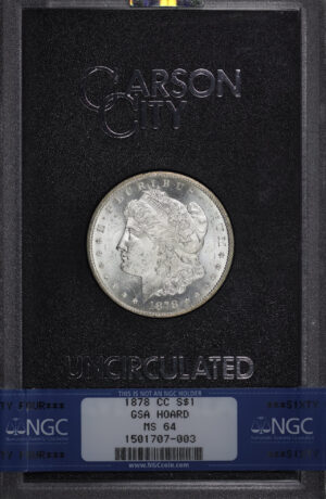 Obverse of this 1878-CC Morgan Dollar NGC MS-64 GSA Hard Pack With Box 